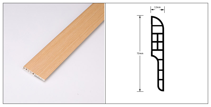 กระดานรอบ Bullnose SPC ขนาด 70 * 12 มม