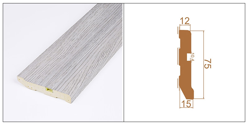 75*15 มม. PVC ซ่อนเล็บ Solid Skirting Board