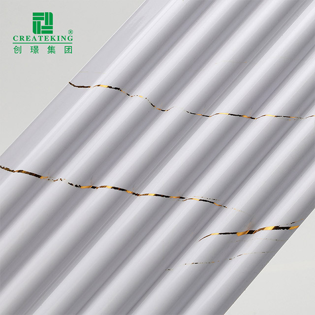 105.5 * 8.5 มม. หินอ่อนสีขาวทองเสร็จสิ้นแผงผนังครึ่งวงกลมแข็ง