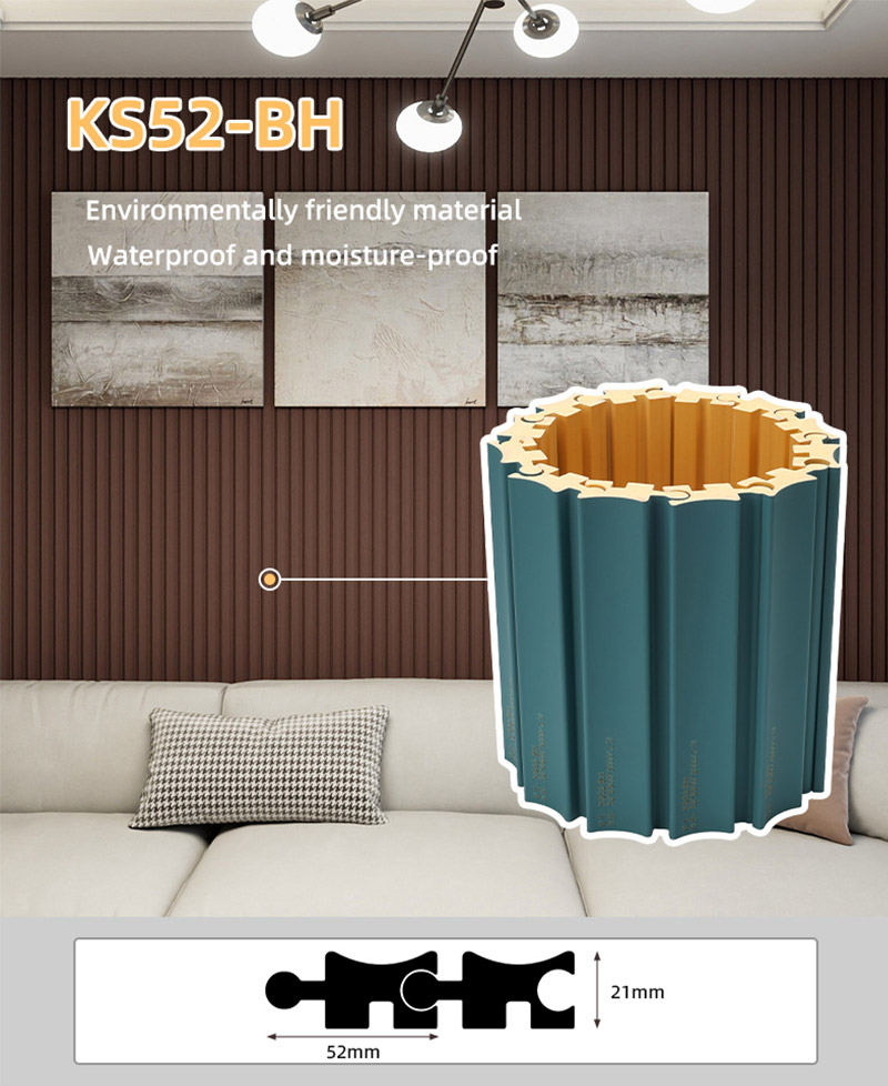 แผ่นผนังร่องหมุน PVC ขนาด 52 * 25 มม