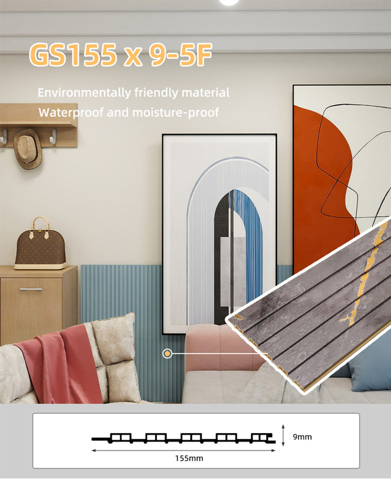 แผงผนังกลวงร่อง PVC กันน้ำ 155 * 17 มม