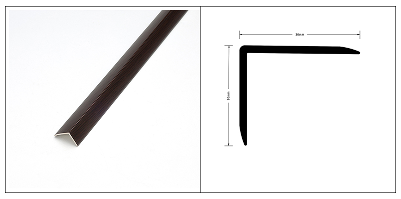 แถบขอบพื้นไม้เนื้อแข็งรูปตัว L PVC ขนาด 30 * 25 มม