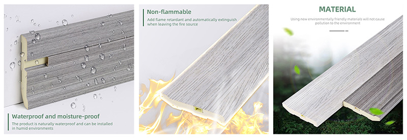 75*15 มม. PVC ซ่อนเล็บ Solid Skirting Board