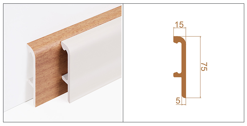 กระดานรอบ PVC แบบหนีบขนาด 75*15 มม
