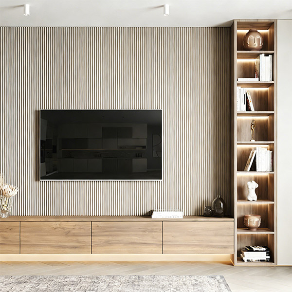 แผงผนัง WPC ออกแบบครึ่งวงกลม 158 * 15 มม