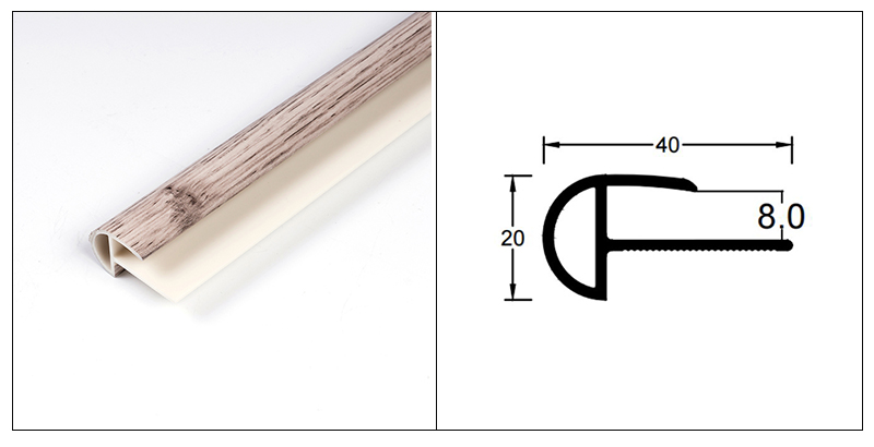 จมูกบันได PVC กลม 40*20 มม