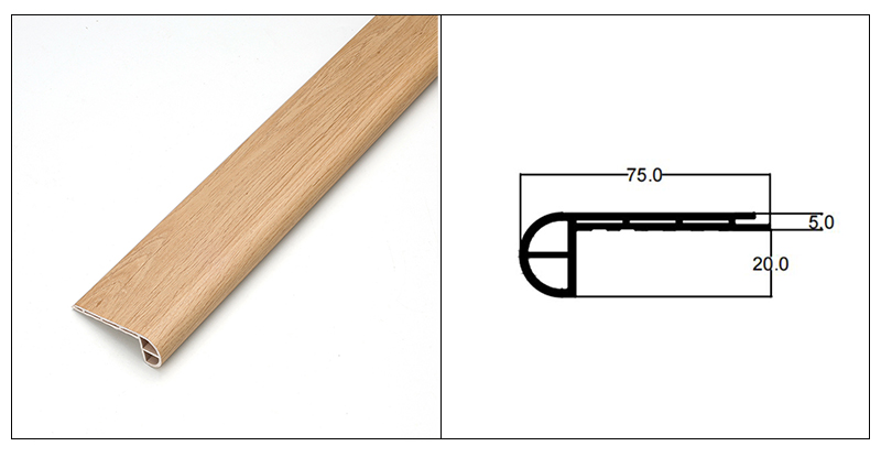 แถบจมูกบันได SPC ขนาด 75*25 มม