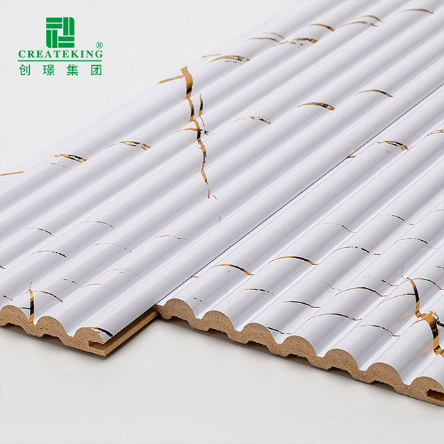 105.5 * 8.5 มม. หินอ่อนสีขาวทองเสร็จสิ้นแผงผนังครึ่งวงกลมแข็ง