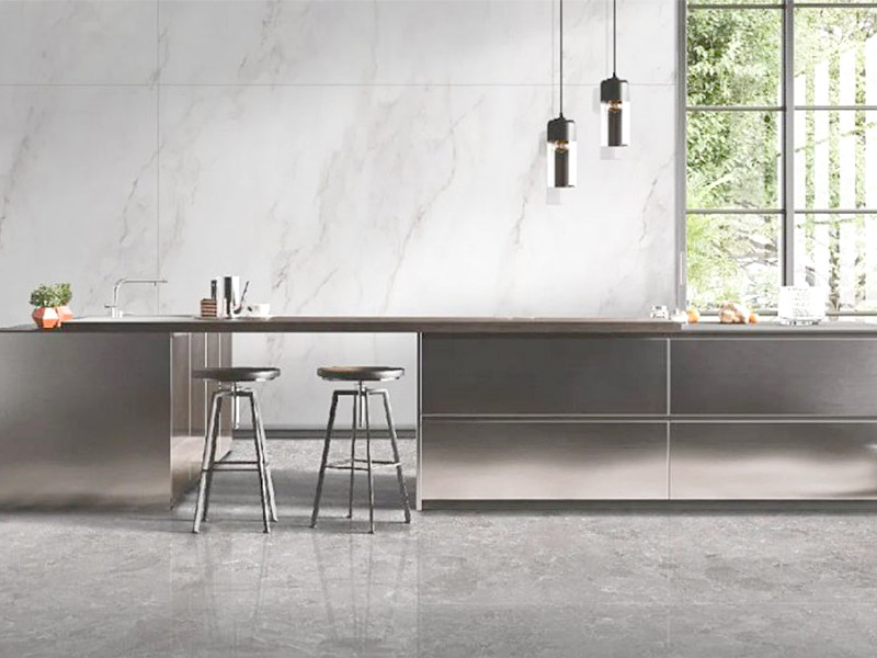 ผนังห้องครัวครอบคลุมแทนกระเบื้อง