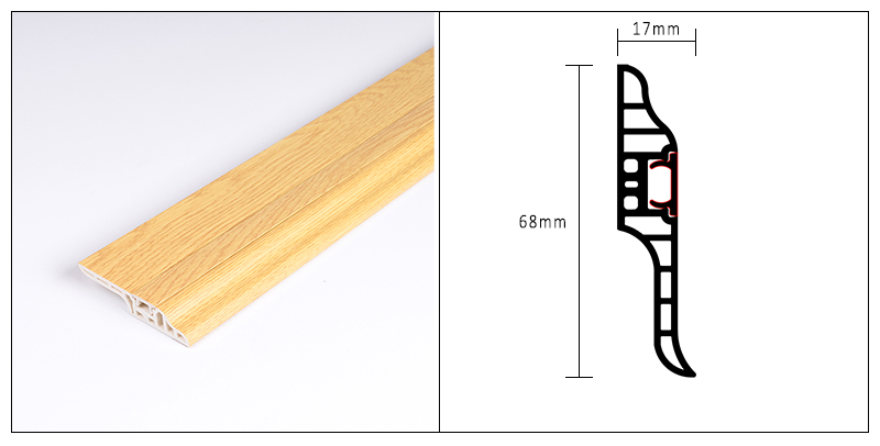 กระดานรอบเล็บซ่อน PVC ขนาด 68*17 มม